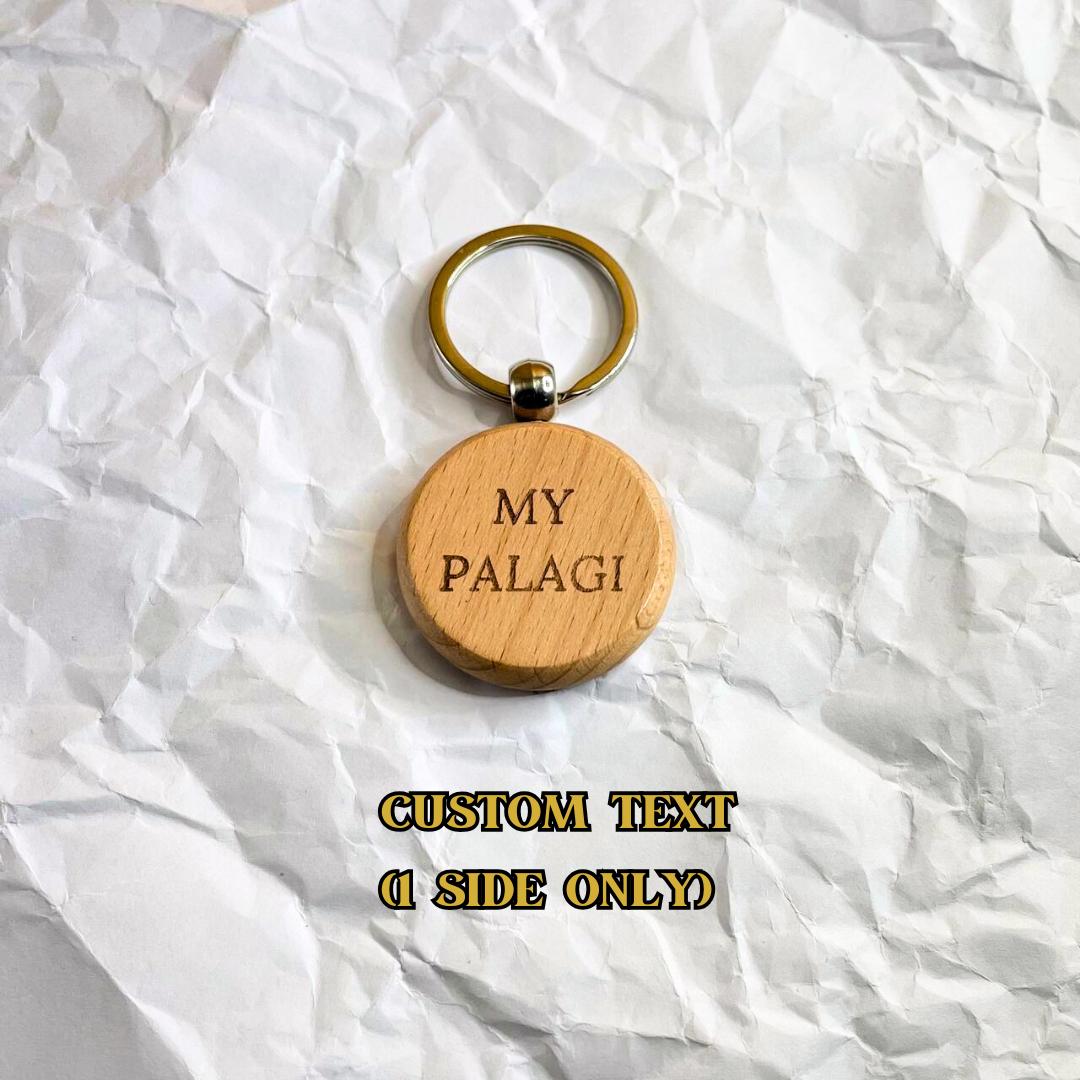 Personalized beech wood round keychain product image 4
