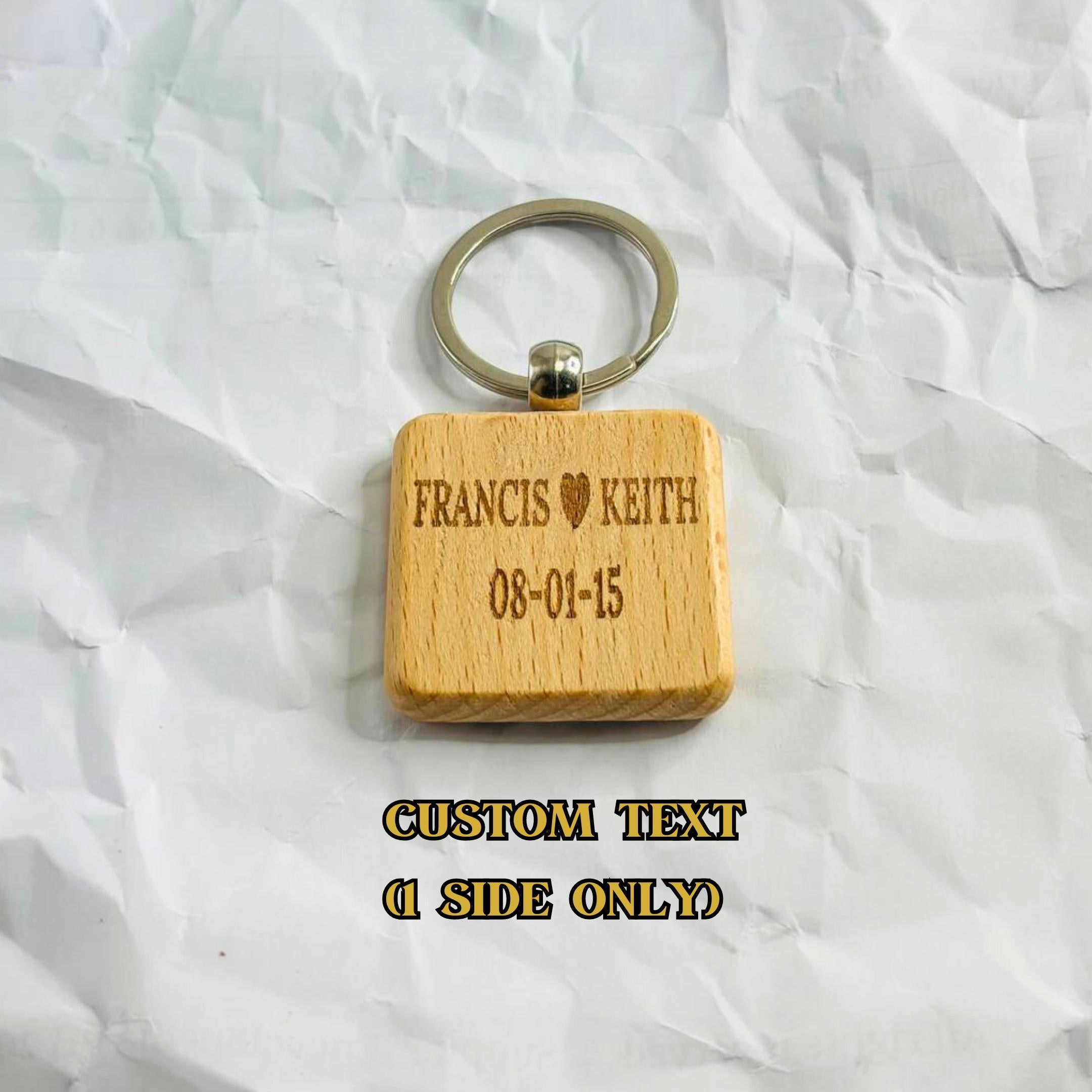 Personalized beech wood square keychain product image 3