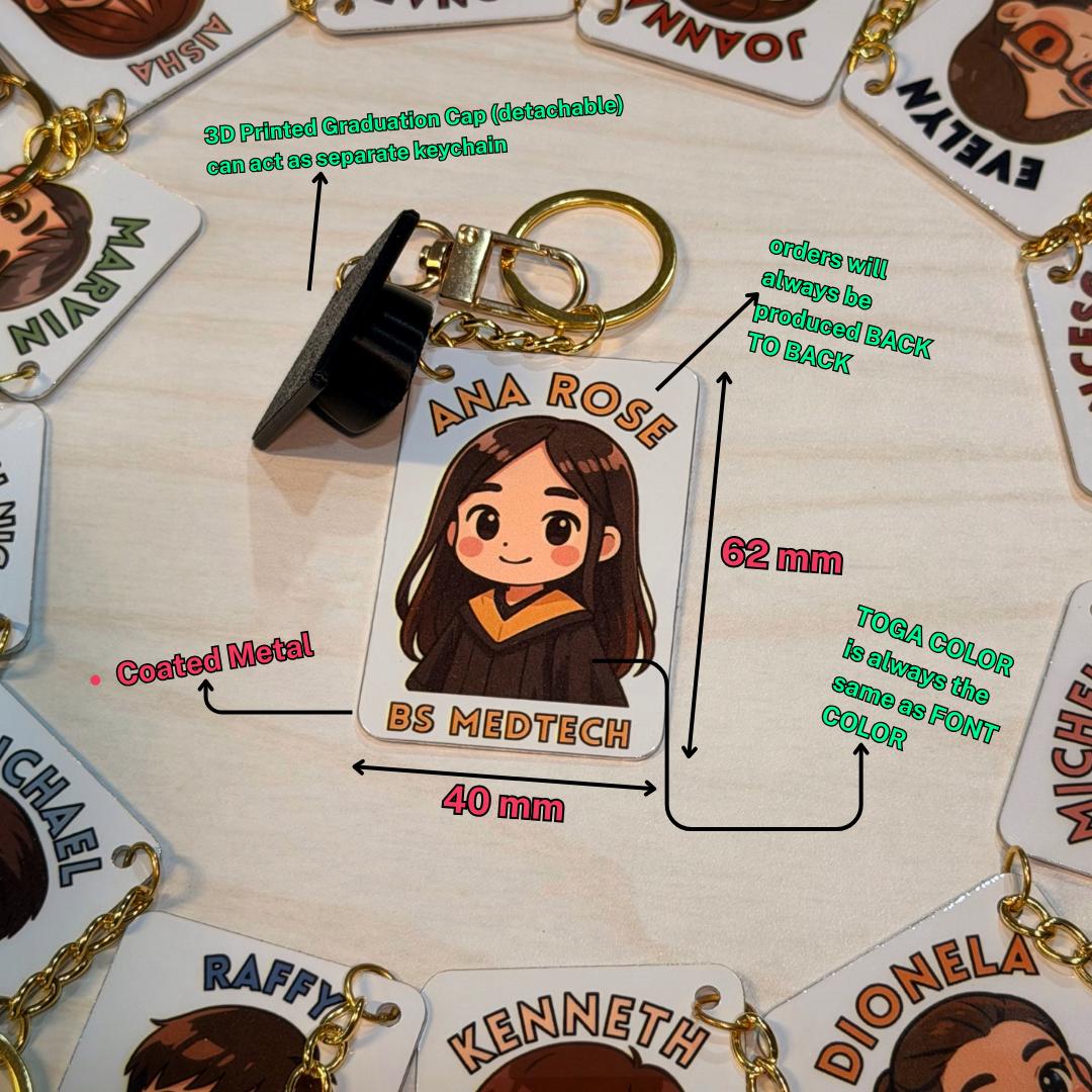 Personalized Chibi Graduation Keychain product image 2