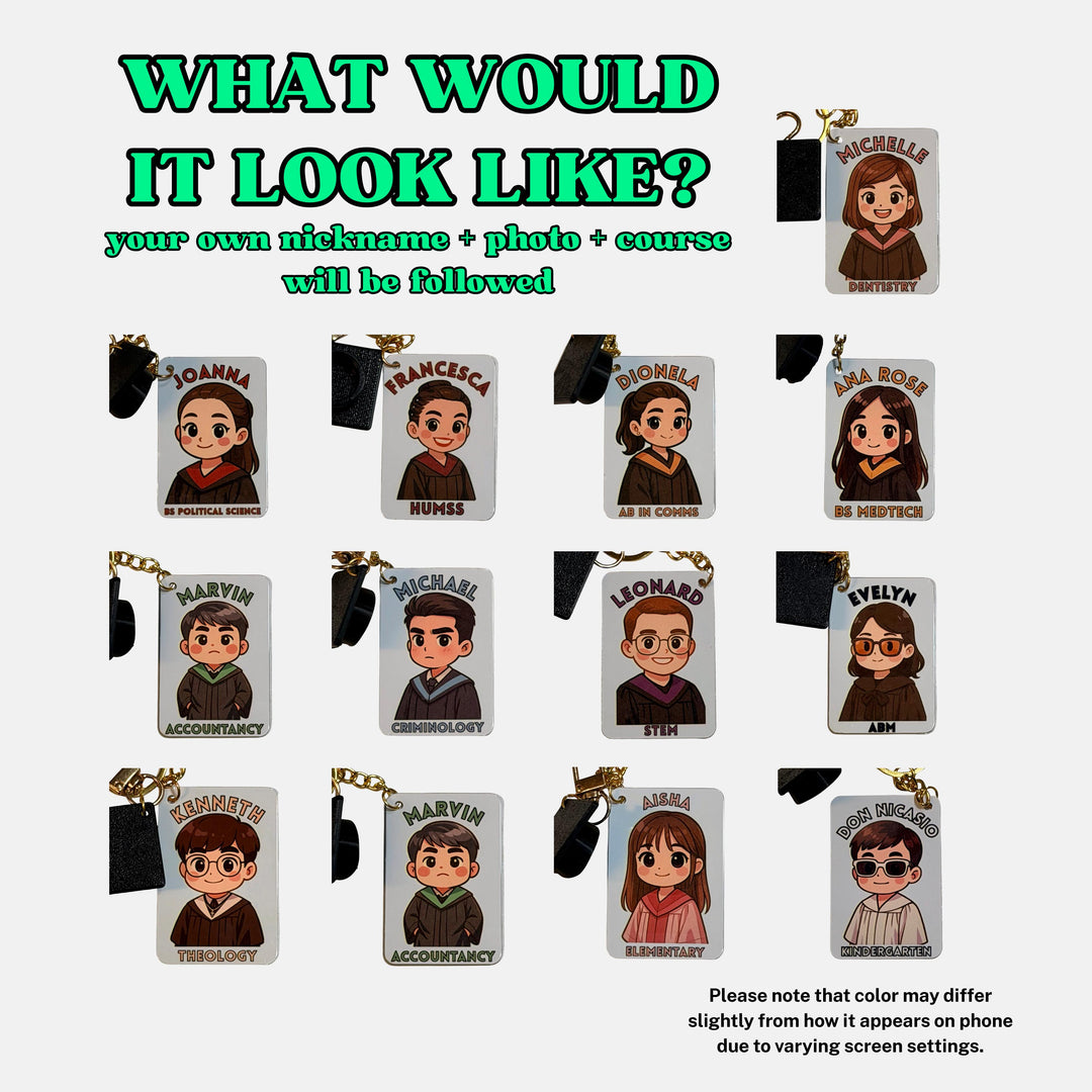 Personalized Chibi Graduation Keychain — No Graduation Photo Needed + Free Toga Cap Charm