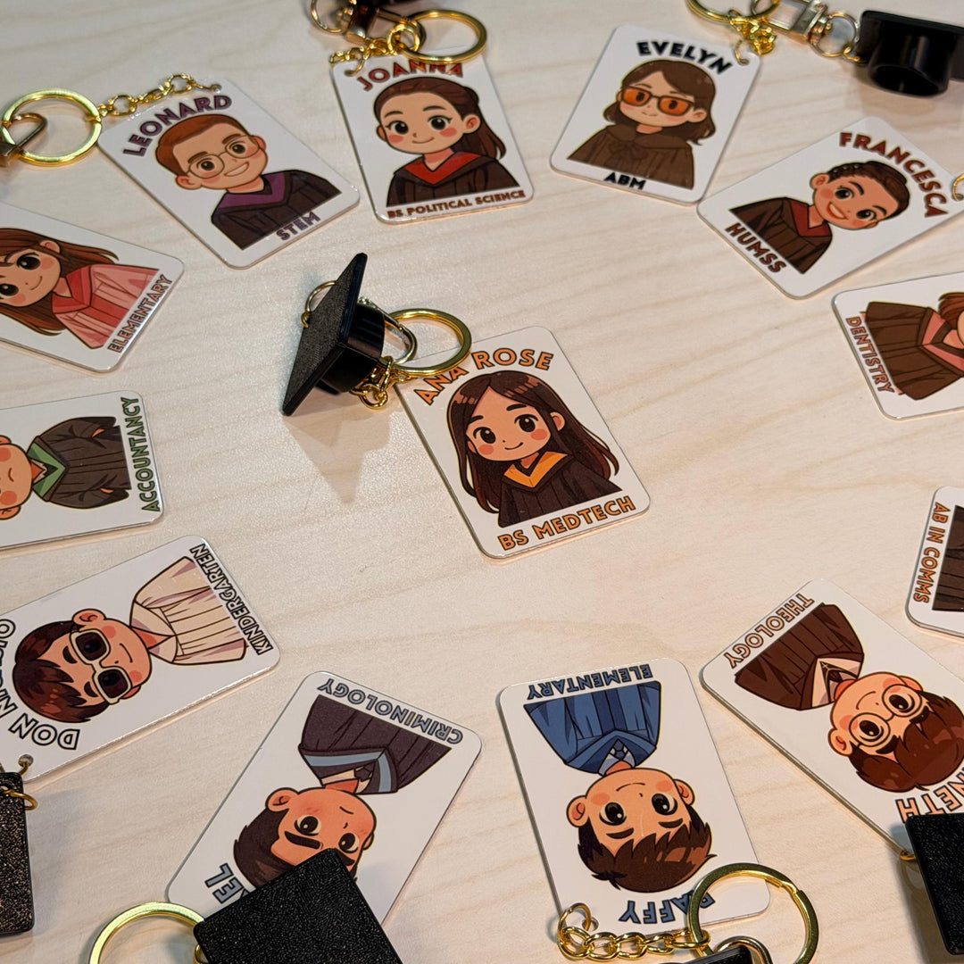 Personalized Chibi Graduation Keychain — No Graduation Photo Needed + Free Toga Cap Charm